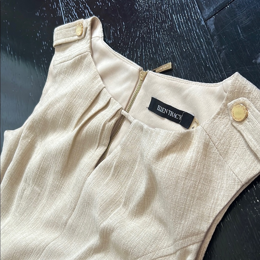 Ellen Tracy Cream Sheath Mini Dress for Work - Picture 7 of 8